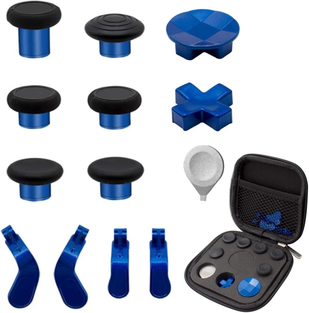 Plating Elite Series 2 Kits - 13 in 1 Metal Interchangeable 6 Swap Thumbsticks Joysticks, 4 Trigger Paddles and 2 Dpads for Elite Series 2 Xbox One Controller (Blue-Plating)