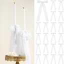24 Pcs Bows Candlestick Ribbon Decoration Coquette Bows for Cake Birthday Large Tie Bow Ribbon Gift Wrapping Cake Treat Bags for Wedding Birthday Party Baby Shower, 9.5 Inch(White)