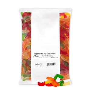 Albanese Candy, Large Assorted Fruit Gummi Worms, 5-pound Bag (EXP 05/09/26)