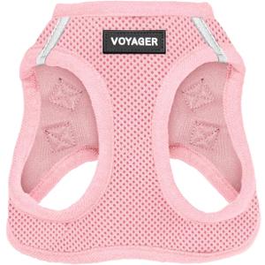 Best Pet Supplies Voyager Step-in Air Harness - All Weather Mesh, Reflective, No Pull Harness for Dogs, Cats - Secure with Hook & Loop Fastener, Buckle, Double D-Rings - Pink, L (L (Chest: 18 - 20.5"))