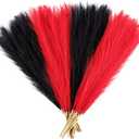 Pampas Grass Small Black&Red, 30 Pcs 17" Halloween Steems Faux Pampas Grass Short Decor, Pompas Grass Flower Arrangement and Vase Filler for Boho Home Wedding Decoration