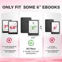 Pink Bows Clear Case Fits 6 Inch Kindle 11th Generation(2022/2024),6" Ultra Slim Book Cover with Hand Strap,Pink Protective Case Basic Kindle Accessories Auto Wake/Grip/Holder