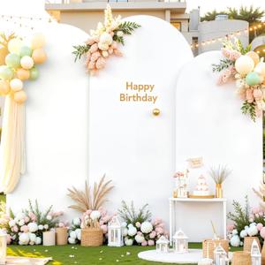 White Arch Covers 3 Set - 6FT, 6.6FT, 7.2FT White Arch Backdrop Cover Spandex Wedding Arch Stand Covers for Bridal Shower Wedding Baby Shower Birthday Party Banquet Photo Background Decorations