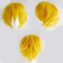 S-noilite Unisex Cosplay Yellow Wig Short Fluffy Straight Hair Wig Women Mens Cartoon Anime Con Party Halloween Costume Dress Full Wigs Yellow