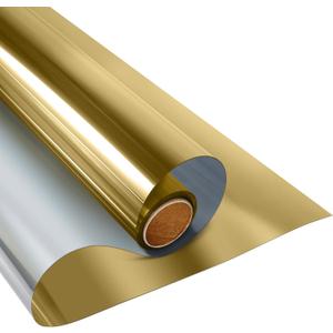 KESPEN Window Film One Way Daytime Privacy Heat Control Anti UV Non-Adhesive Reflective House Window Tint for Home and Office, Gold-Silver, 35.4 Inch X 8.2 Feet 2-Pack
