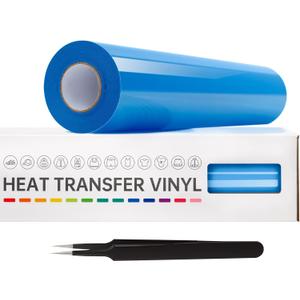 VinylRus Heat Transfer Vinyl-12 x 20ft Sky Blue Iron on Vinyl Roll for Shirts, HTV Vinyl for Silhouette Cameo, Cricut, Easy to Cut & Weed