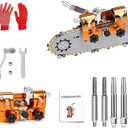Chainsaw Sharpener Jig Kit Portable Chain Saw Sharpening Tool Universal Hand Crank Chain Saw Blade Sharpener, with 4 Burrs, Gloves & Cleaning Brush for 4"- 22" Saw Chain