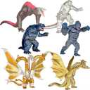 TwCare Exclusive Set of 6 Godzilla vs Kong Toys Movable Joint Action Figures, King of The Monster Dinosaur Ghidorah Skull Crawler Mecha Mechagodzilla Cake Toppers Pack