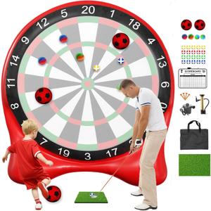 Inflatable Soccer Dart Board, Giant Kick Darts,Indoor Outdoor Lawn Yard Games for Kids Adults Family, Big Jumbo Carnival Games for Party | 6ft Dart Boards with Pump Accessories, Red