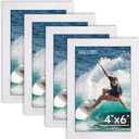 FIXSMITH 4x6 Picture Frame Bulk-4 Pack, Photo Frame 4x6 with HD Plexiglass, White Picture Frames Collage Wall Decor, Wall & Tabletop Picture Frames