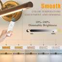VitaLink Picture Lights for Wall, Remote Control Hardwired Artwork Picture Lighs 27.5 Long Retro Gold Wall Paintings Display Lighting Swing Arms Wooden Wall Lamp Bathroom Vanity Light Dimmable