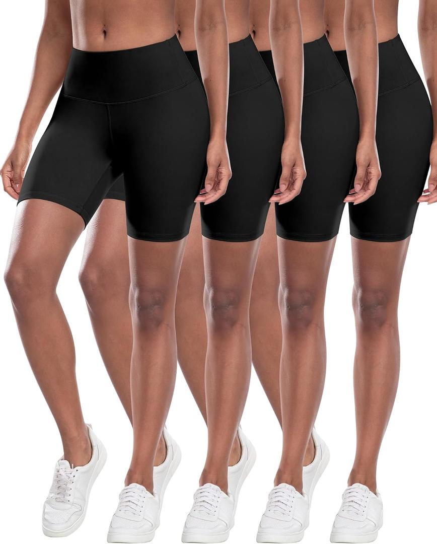 CHRLEISURE High Waisted Spandex Biker Shorts, Workout Booty Soft Yoga Shorts for Women (Black, M)