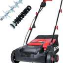 MZK 13-inch 13-Amp 2-in-1 Electric Dethatcher and Scarifier w/Removeable 4-Position Height Adjustment,Lawn dethatcher w/8-Gallon Thatch Collection Bag,Keep Lawn Health (Red)