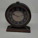 AYRELY Vintage Desk Clock Silent-Non-Ticking 10-inch dial Table Clock,Retro Mantel Clocks and Easy to Read for Living Room, Bedroom, Shelf Decoration, Fireplace, Farmhouse Decor (Black)