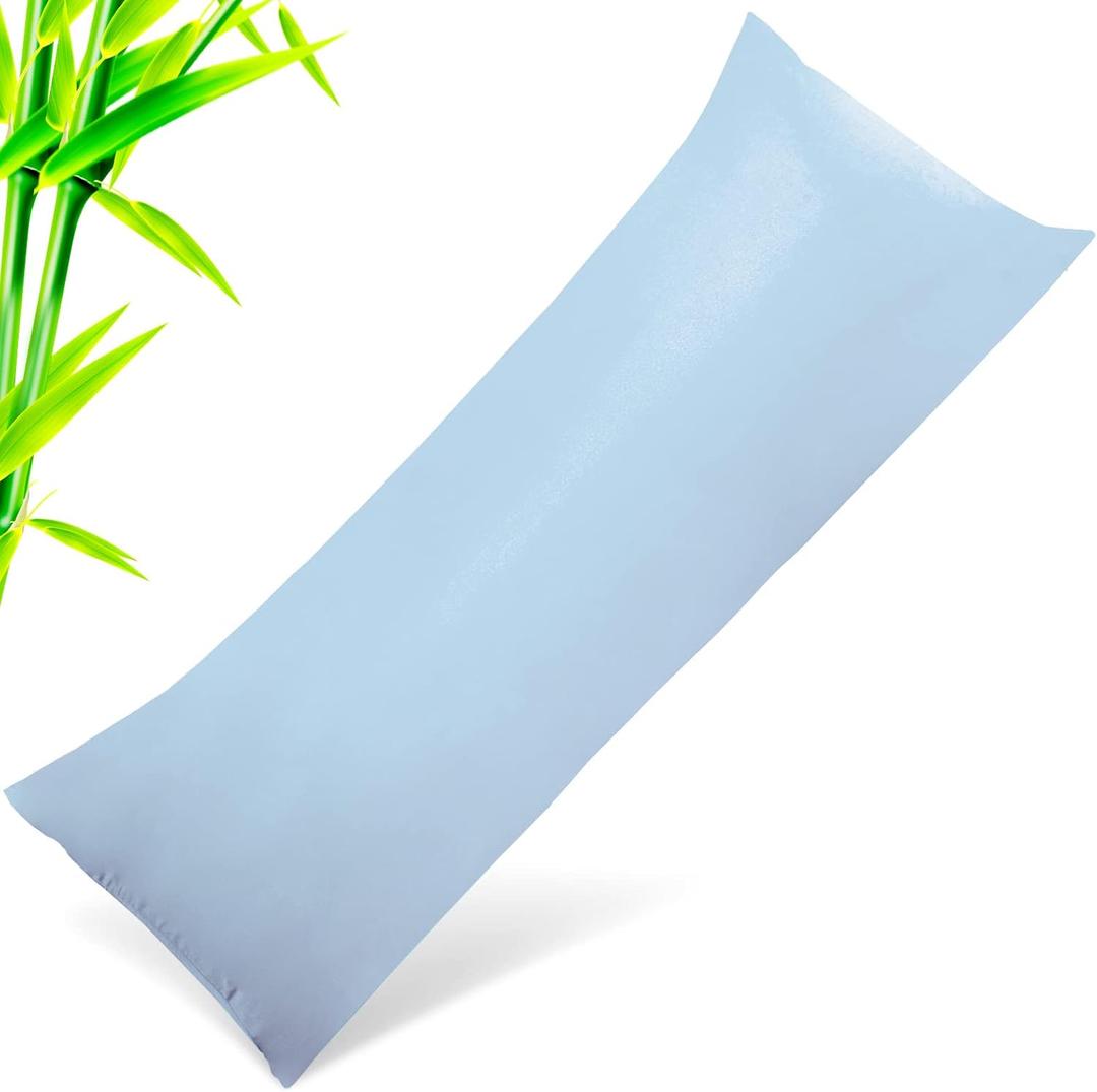 Body Cooling Pillow Cases Cover, Bamboo Rayon Body Pillowcases with Zipper Closure, Cool & Breathable Pillow Case for Hot Sleepers and Night Sweats, 20x54 inches, Aqua Blue