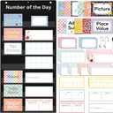 Gersoniel Pastel Math Number of The Day Pocket Chart Small Math Classroom Pocket Chart with 66 Dry Erase Cards Erase Pen for Home Classroom School Decor Teacher Supplies(Composition)