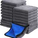 Nuenen 20 Count Microfiber Cleaning Towels for Cars 800 GSM Thick Plush Microfiber Cleaning Cloth Dusting Cloth Auto Detailing Absorbent Towels for Car Kitchen Window, 15.75 Inch(Grey and Blue)