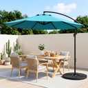 Patio Umbrella, Outdoor Market Umbrella Featuring Push Button Tilt & Hand Crank, 8 Sturdy Ribs, UV Block Waterproof Fade Resistant Canopy, Ideal for Garden, Deck, Backyard, Poolside