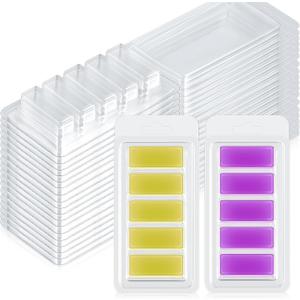 Leinuosen 100 Pcs 5 Cell Wax Melt Molds Empty Clear Wax Containers Easy to Use PET Plastic Clamshells for Wickless Candles Making Melting Packaging DIY, 5.5 x 2.6 Inch