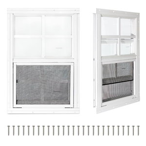 2 Pack Shed Windows, Chicken Coop Windows, 24" x 36" White
