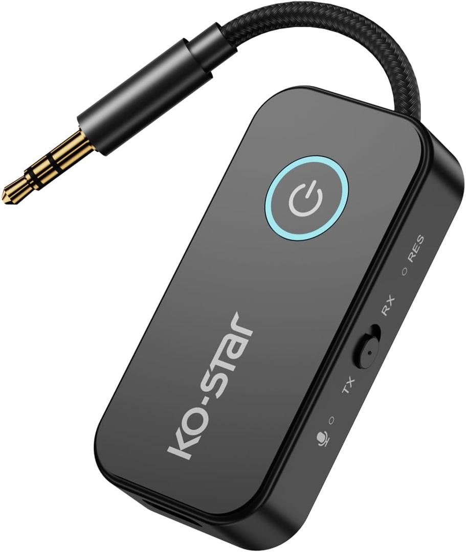 Bluetooth 5.4 Transmitter Receiver - 2-in-1 Bluetooth Wireless Audio Transmitter for Headphones or BT Devices - 3.5mm Audio Jack Adapter for TV, Airplane, Car, PC, Gym Equipment, Switch