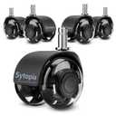 Office Chair Wheels 2" Desk Chair Caster Wheels Smooth Roller Style Quiet for Carpet and Hardwood Floors Universal Fit 11x22 mm Set of 5 Black