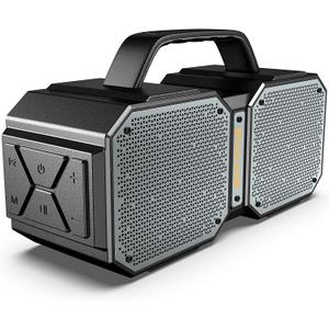 BUGANI Bluetooth Speaker, Shock Portable Bluetooth Speaker, Bluetooth 5.3, Waterproof, Wireless Speakers, 60W Super Power, Outdoor Speaker, Black (New Model)