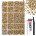 qiipii Champagne Golden Crystal Resin Rhinestones for Bedazzling Crafting 2mm 3mm 4mm 5mm 6mm Flatback Stones Diamonds Crystals Gems Charms for Nails Face Eyes Makeup Tumblers Bottles DIY Crafts Shoes