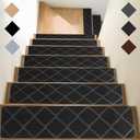 Non-Slip Stair Treads for Wooden Steps  15-Pack 30" x 8" Carpet Stair Treads for Indoor Wood Stairs, Durable Rugs for Dogs, Kids & Elderly, Easy to Install & Remove, Washable Stair Covers(Dark Grey)