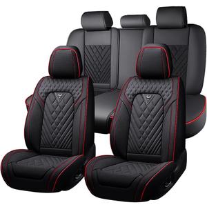 Fit for Toyota Corolla Seat Covers 2001-2026,Nappa Leather, 360° Full Protection, Thick Padding & Memory Foam, Waterproof & Stain-Resistant Car Seat Cover Full Set (5 Seat,Black&Red)