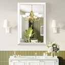 Bathroom Mirror for Over Sink,22x30Inch White Thick Anti-Rust Metal Frame, Rectangle Decorative Wall Mirror with HD Tempered Glass, Horizontal or Vertical Mount for Vanity, Bathroom,Living Room