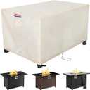 Fire Pit Cover Rectangular 65 Inch - Waterproof Outdoor Fire Table Cover Rectangle Heavy Duty, 600D Patio Propane Gas Firepit Cover Rectangular Tear Weather Resistant - 65 x 40 x 27 Inch Beige