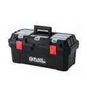 Plastic Toolbox for Tools and Accessories, with Secure Latches, Reinforced Handle, and Sturdy Metal Hinges, Black