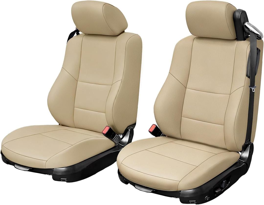 Custom-Fit Front Seat Covers Replace for 2000-2014 BMW 3 Series 320CI 323CI 325CI 330CI Convertible Standard Seat, Driver and Passenger Premium Leather with Composite Soft Foam Lining Seat Cover