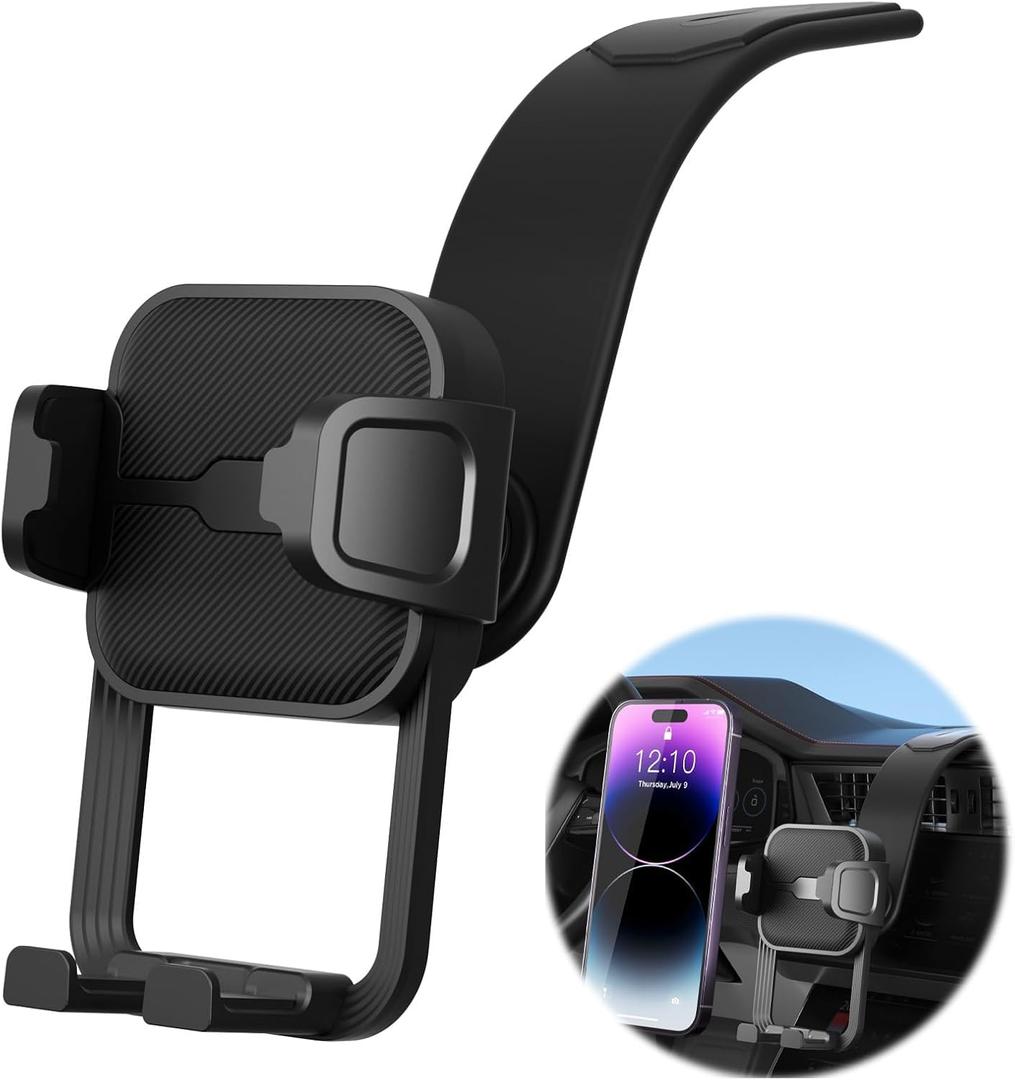 oumaga Car Phone Holder, Phone Holders for Your Car Universal Dashboard, [Super Stable] Car Phone Mount, and Bendable Memory Titanium Alloy, Car Phone Holders for iPhone & Android Smartphone (Black)