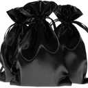 50 Pack Black Satin Gift Bags 5" x 8", Drawstring Jewelry Bags, Wedding Favor Bags, Groomsmen Gift Bags, Party Favor Bags