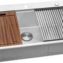Ruvati 33 x 22 inch Workstation Drop-in Topmount Kitchen Sink 16 Gauge Stainless Steel Single Bowl - RVH8003