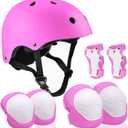 Upgrade Kids Bike Helmet Set Skateboard, Kids Helmet Elbow Pads Wrist Guards Adjustable for 3~10yrs Girl Boy Kids Protective Gear Set for Sport Cycling Bike Roller Skating Scooter Rollerblade