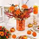 Fall Artificial Flowers for Decoration43Pcs Faux Flowers Arrangement with Dahlia Pampas Grass Mixed Autumn Floral Stems & Mini Pumpkin Vase Filler for Indoor Table Centerpiece Home Dcor (Orange Red)
