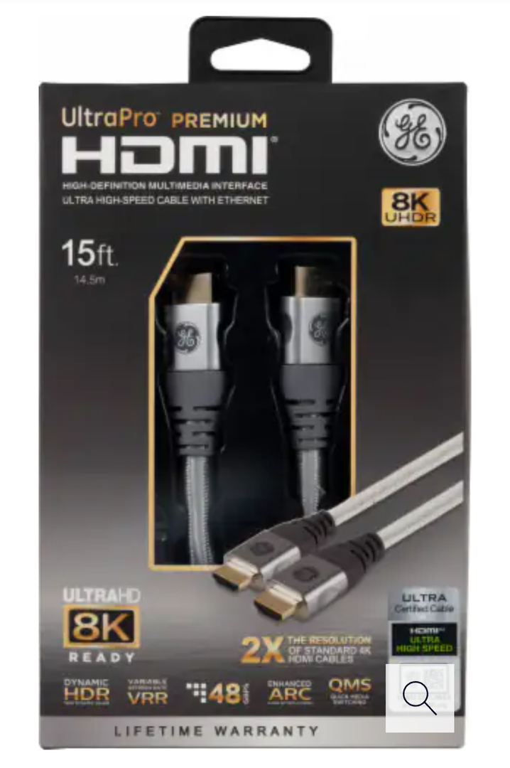 GE UltraPro™ High-Speed HDMI Cable with Ethernet, 15ft, 8K UHDR