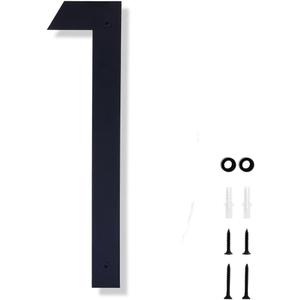 10 Inch House Numbers for Outside Modern Black House Number Large Metal Address Numbers for Outside Floating Door Numbers with Nail Kit for Number 1 (one)