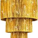 Rossesay 1 Piece Gold 3 Tier Fringe Tinsel Chandelier Fringe Chandelier Decoration Birthday Bachelorette Party Decoration Iridescent Foil Shimmering for Graduation Prom Party Decor 2026