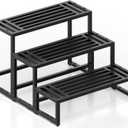 Metal Heavy Duty Plant Stand Indoor Outdoor,3 Tier Ladder Plant Stands Riser,Wrought Iron Plant Shelves for Multi Large Pots,Black Tiered Flower Display Holder for Living Room,Patio,1-Pack