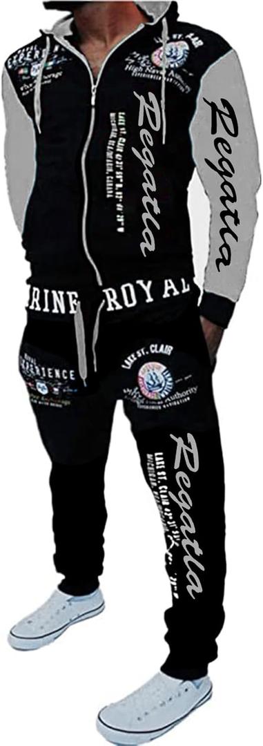 Riskrole Mens Hoodie Tracksuit Set 2 Pieces Casual Athletic Warm Sweatsuits Zip up Outfits, S