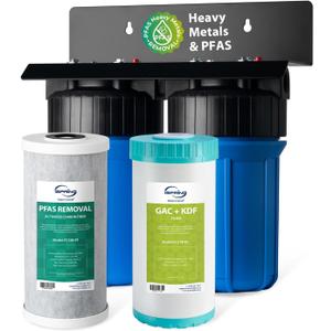 iSpring PFAS & Heavy Metals Whole House Water Filter System, SGS-Tested to Reduce 99% PFAS, 2-Stage Filtration Removes Lead, Heavy Metals, Chlorine, Sediment & Odor, 1 Inlet/Outlet Model: WGB21B-PFKS