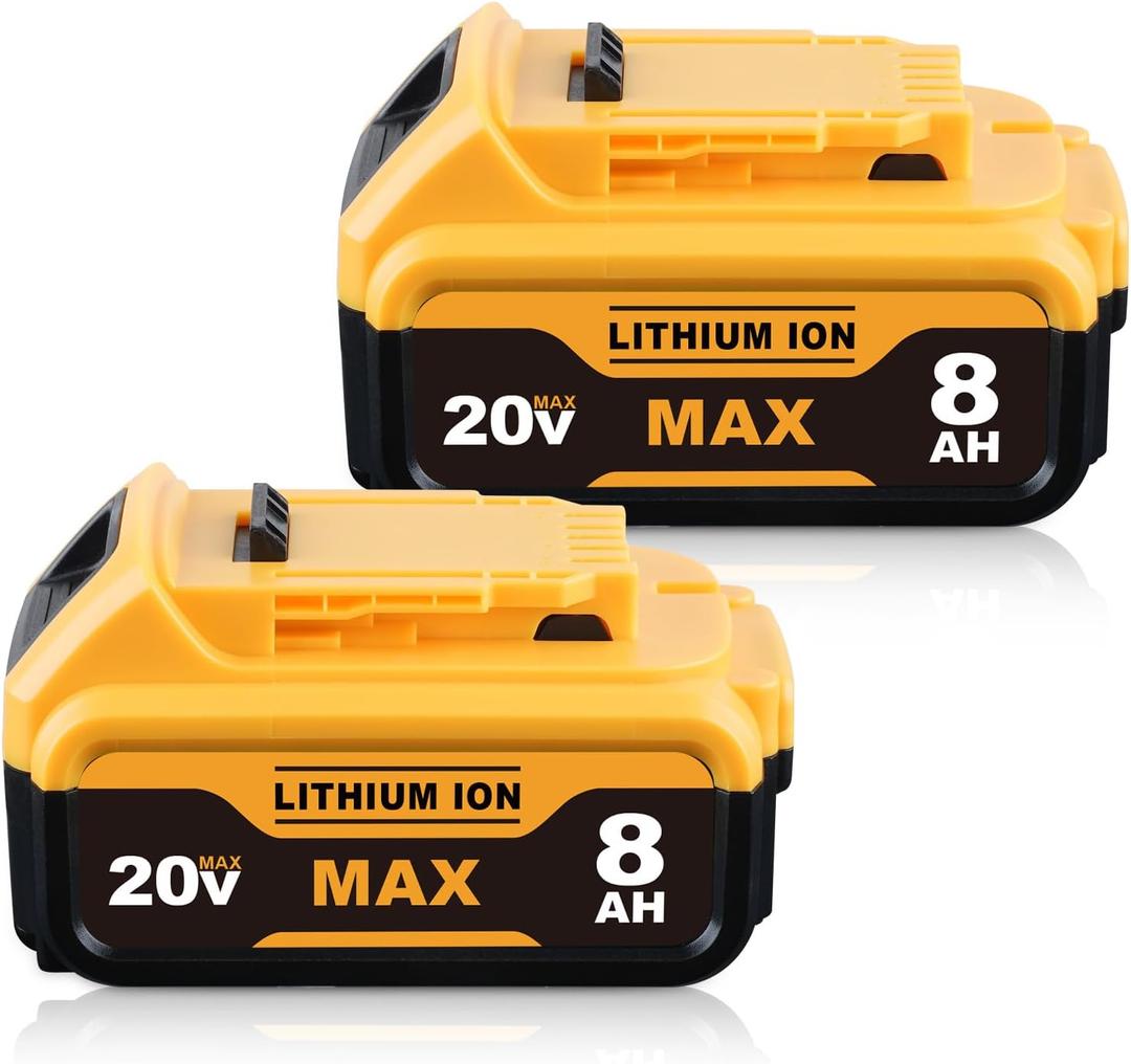 2Pack DCB200 20V 8.0Ah Replacement for Dewalt 20V Battery Lithium ion Compatible with Dewalt Battery Cordless Power Tools DCB200 DCB201 DCB203 DCB206 DCB207 Battery