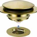 Gold Brushed Tub Drain Stopper,Universal Pop Up Bath Drain Plug Bathtub Drain Stopper,Hidrop Conversion Kit Assembly,Replaces Lift and Turn,Tip-Toe Plug Stopper for Tub,EZ Install(Gold Brushed)