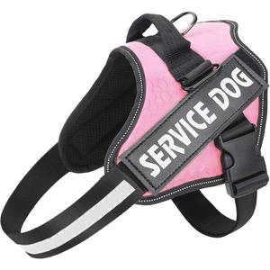 MUMUPET Service Dog Harness with 3M Reflective Safety, Easy Adjust & No-Pull Design - Breathable Nylon Handle for Small/Medium/Large Dogs (Small (Pack of 1), Pink)