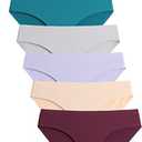 Caterlove Women's Seamless Underwear No Show Stretch Bikini Panties Silky Invisible Hipster 6 Pack L