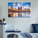 TUMOVO 3 Piece Canvas Wall Art for Living Room - Richmond, Virginia, USA Downtown Skyline on The James River - Modern Home Decor Stretched and Framed Ready to Hang - 24'' x 12'' x 3 Panels